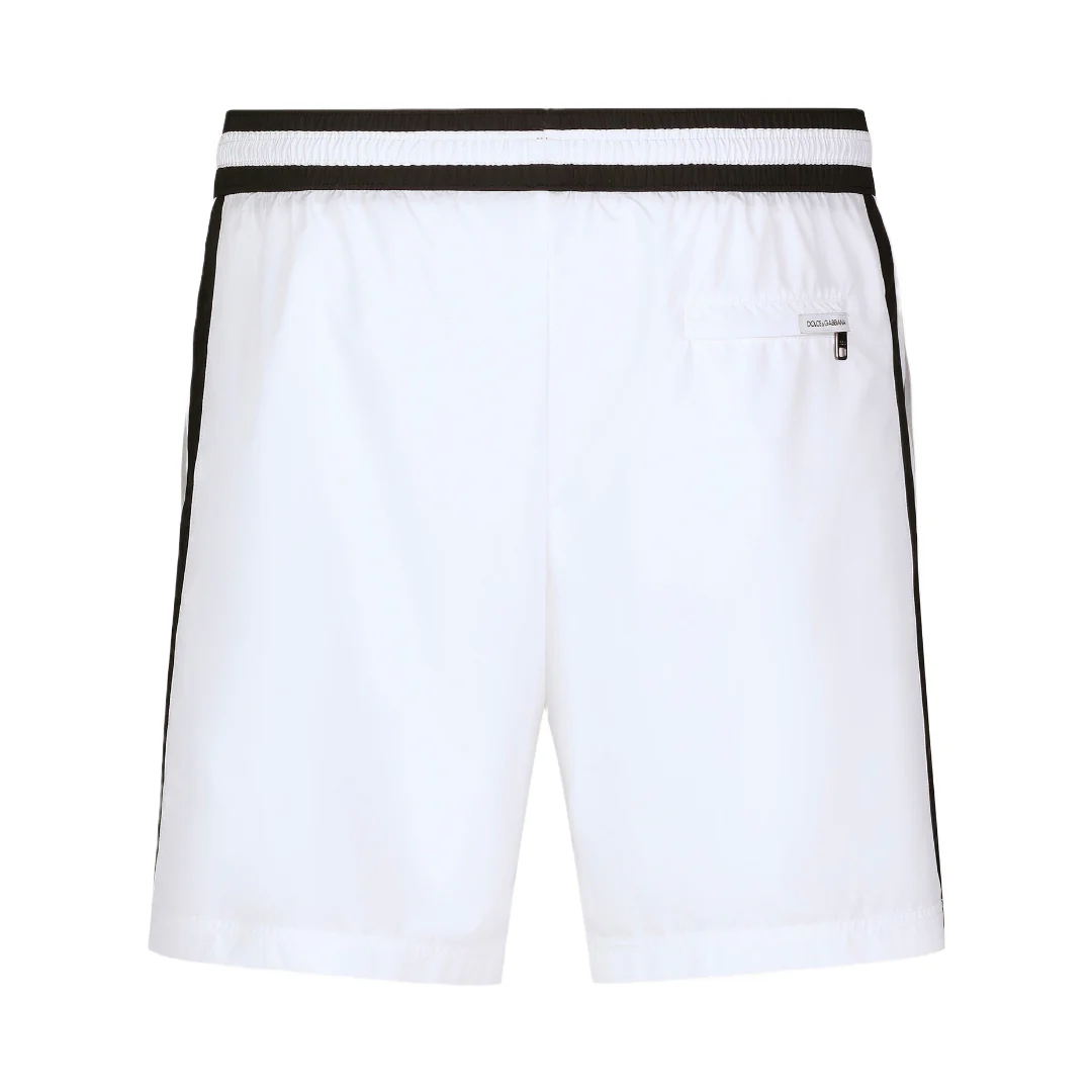 DOLCE & GABBANA MID-LENGTH TRUNK WITH DG LOGO WHITE/BLACK - Image 2