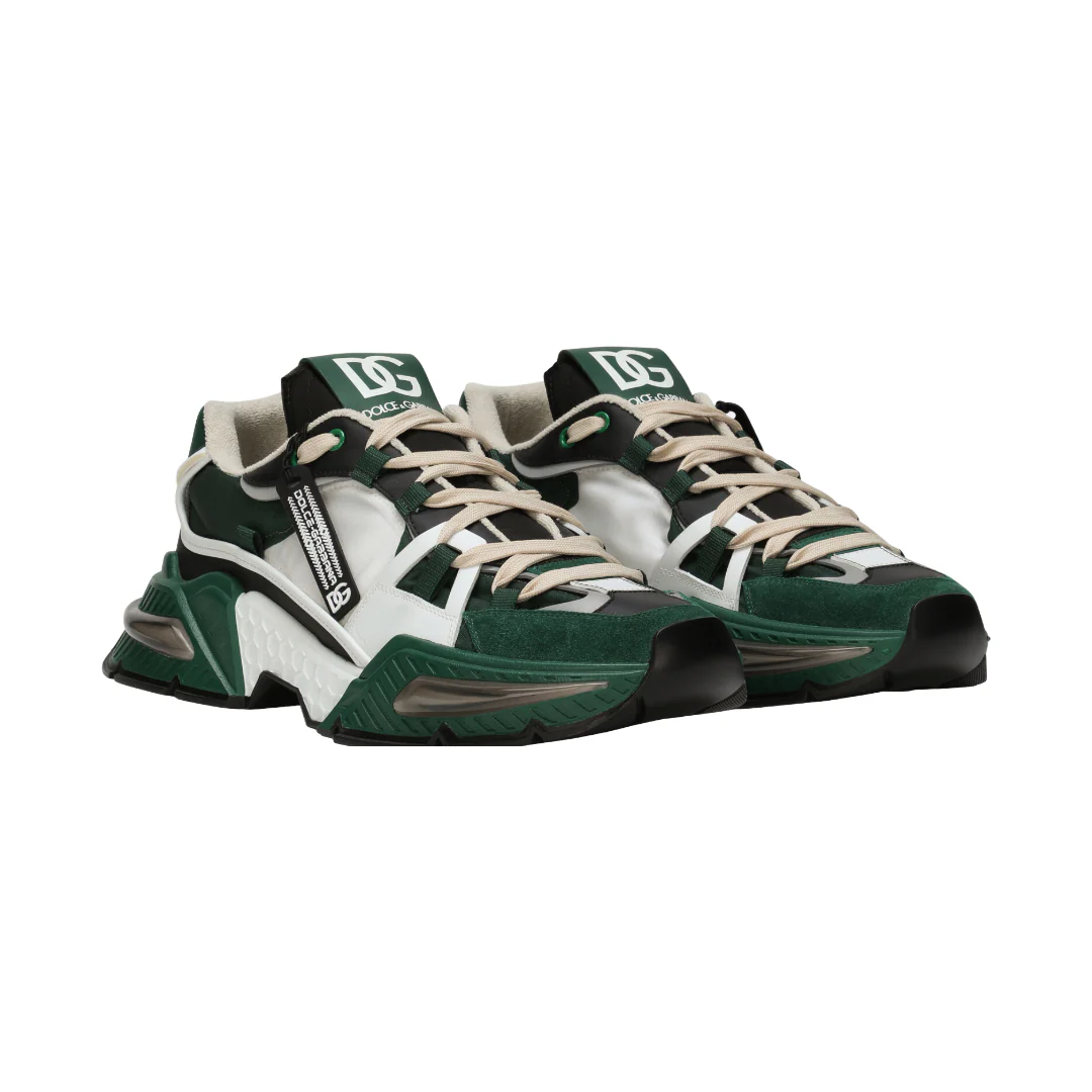 DOLCE & GABBANA MIXED-MATERIAL AIRMASTER SNEAKERS GREEN - Image 2