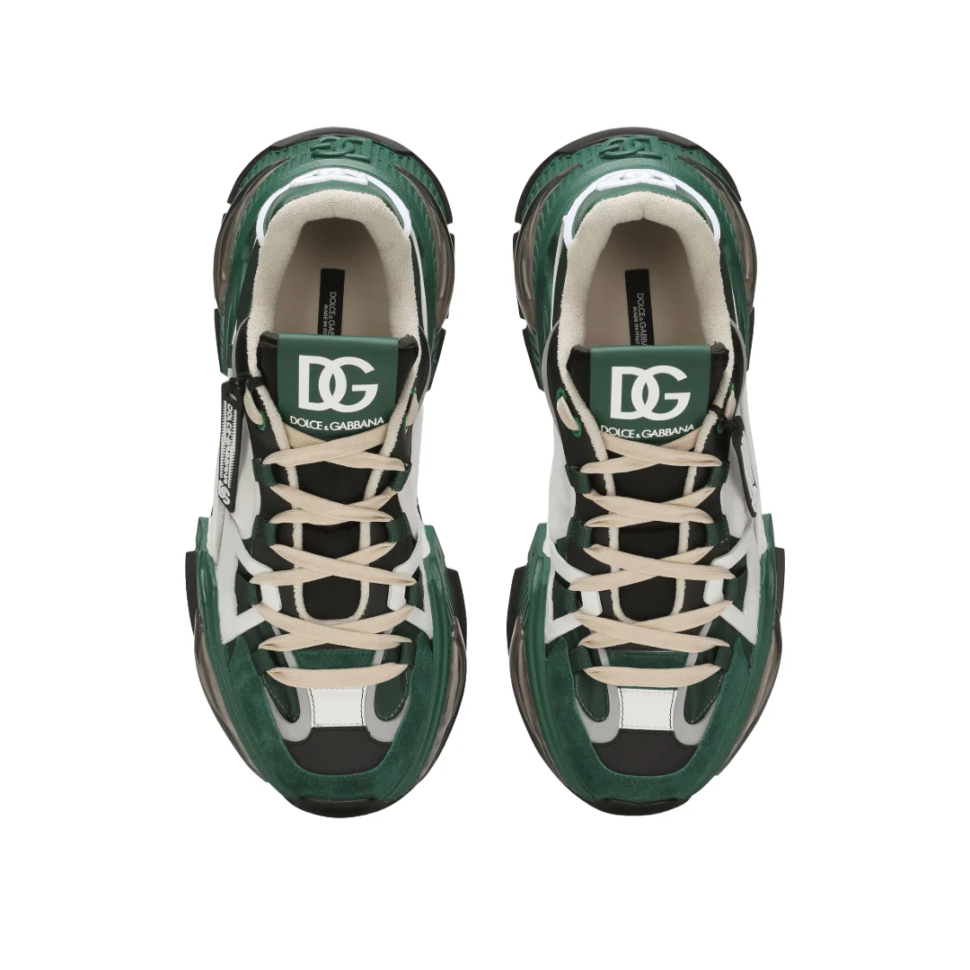 DOLCE & GABBANA MIXED-MATERIAL AIRMASTER SNEAKERS GREEN - Image 4