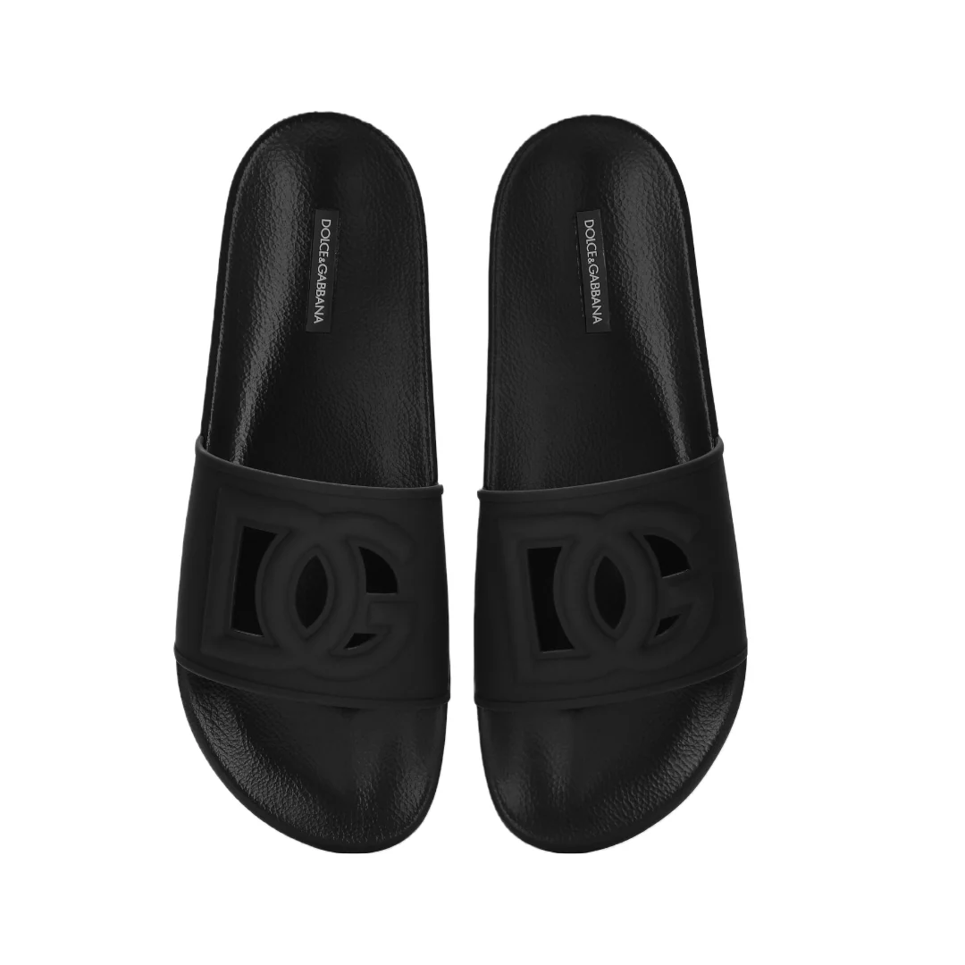 DOLCE & GABBANA RUBBER BEACHWEAR SLIDES BLACK - Image 2
