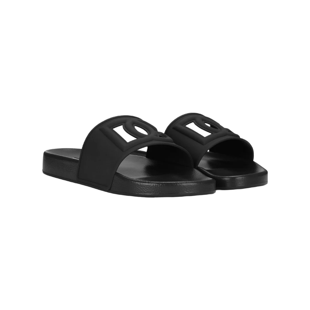 DOLCE & GABBANA RUBBER BEACHWEAR SLIDES BLACK - Image 4