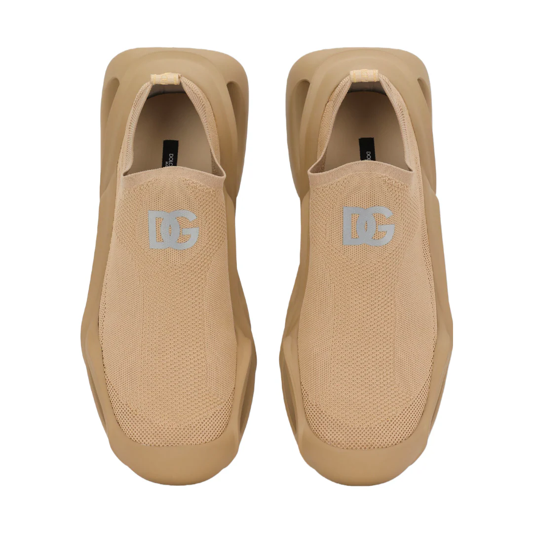 DOLCE & GABBANA SLIP ON WAVE SNEAKER IN BEIGE - Image 4