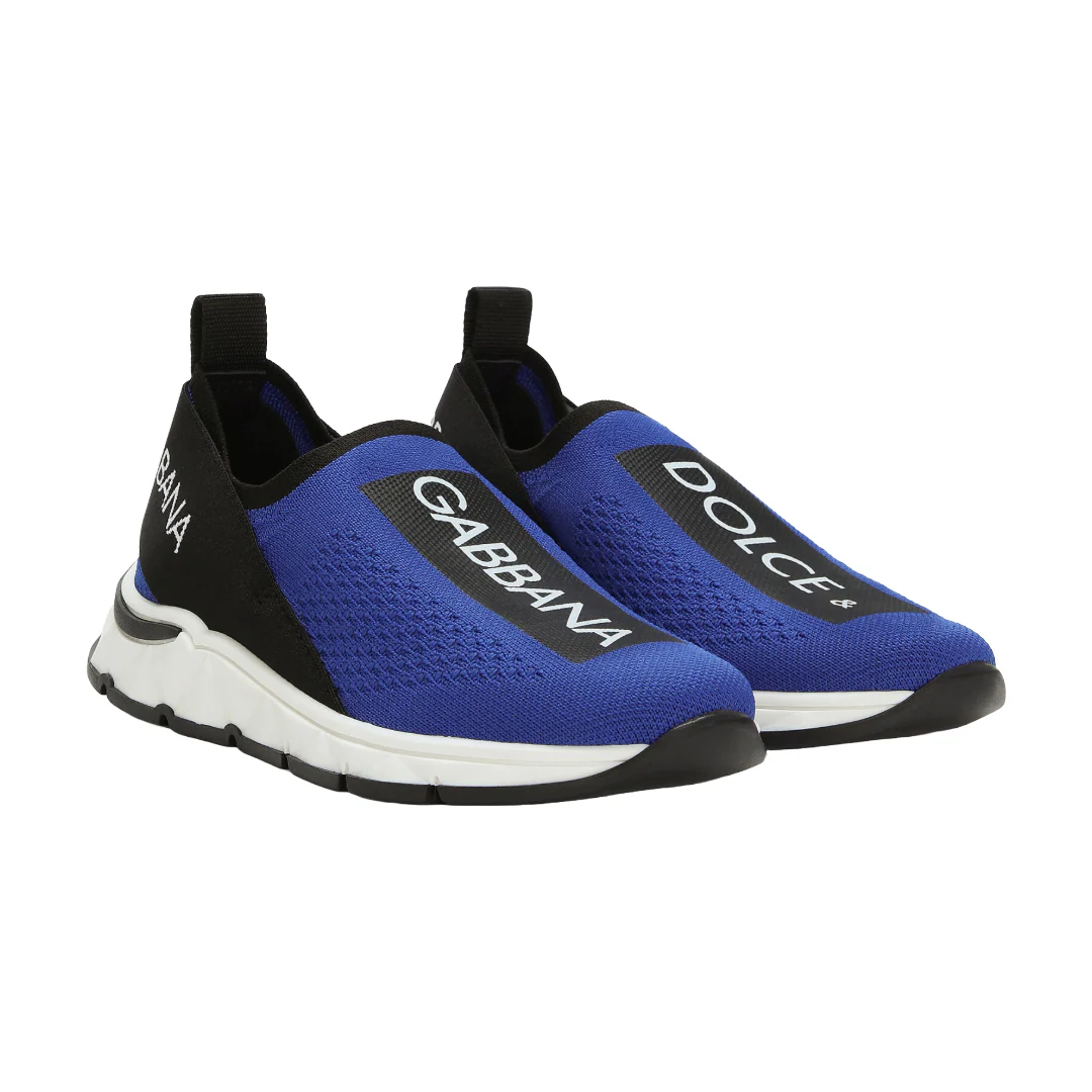 DOLCE & GABBANA KIDS STRETCH MESH SORRENTO 2.0 SNEAKERS BLUE/BLACK - Image 2