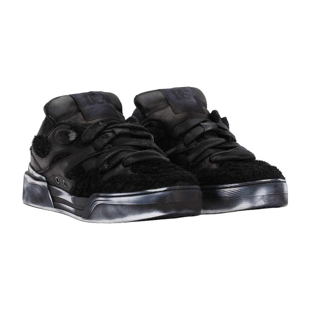DOLCE & GABBANA TERRYCLOTH ROMA SNEAKERS BLACK - Image 2