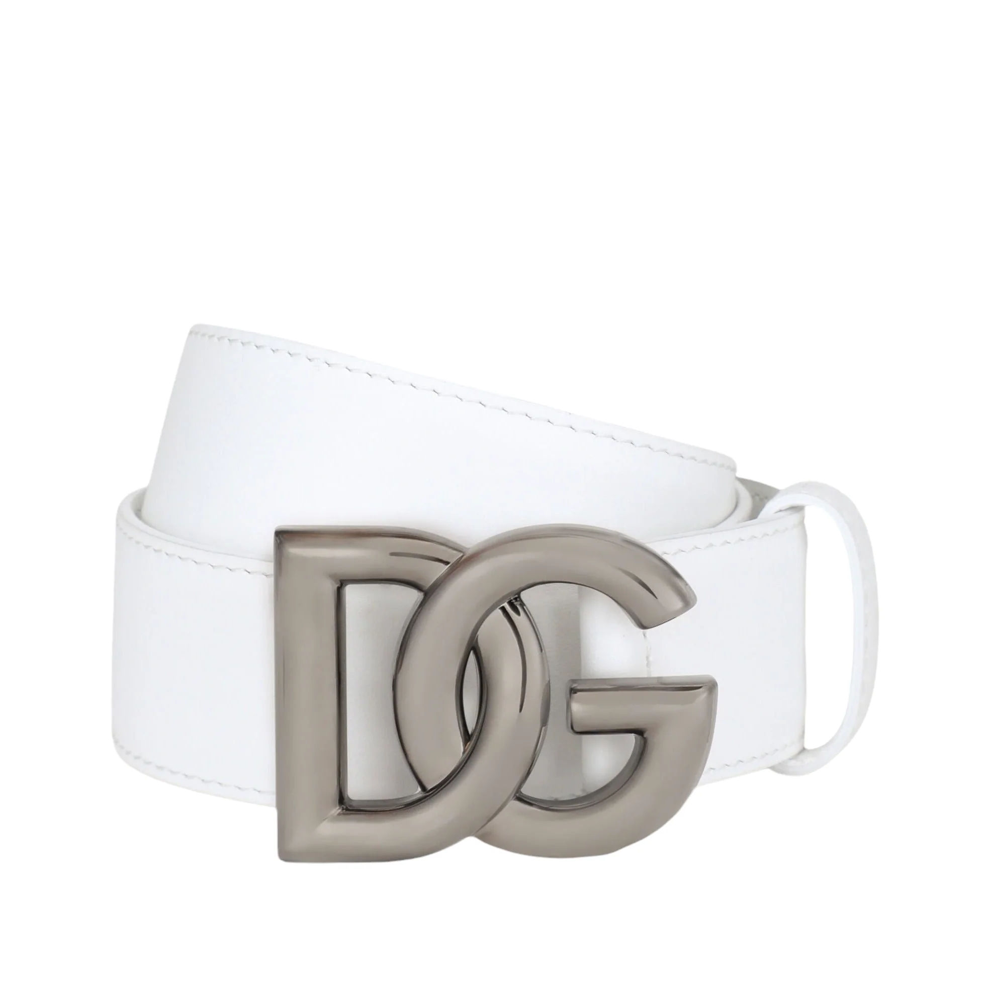 DOLCE&GABBANA BELT WITH DG LOGO WHITE