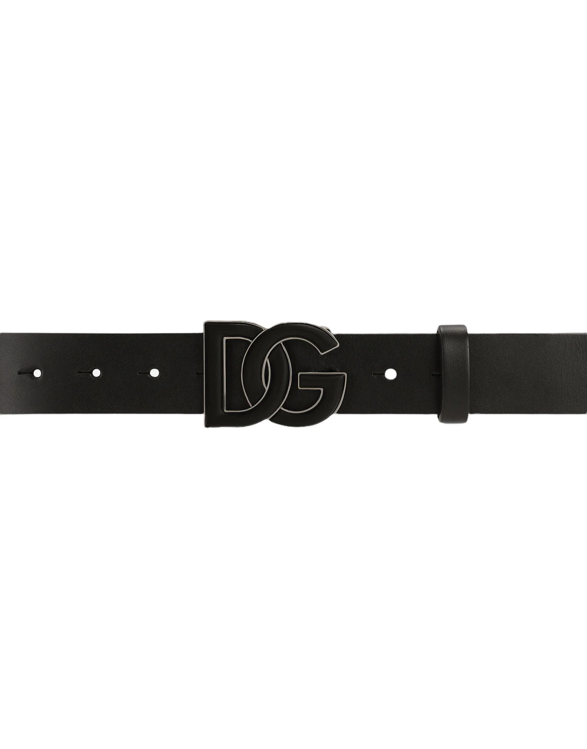 DOLCE&GABBANA Lux leather belt with DG logo NERO - Image 2