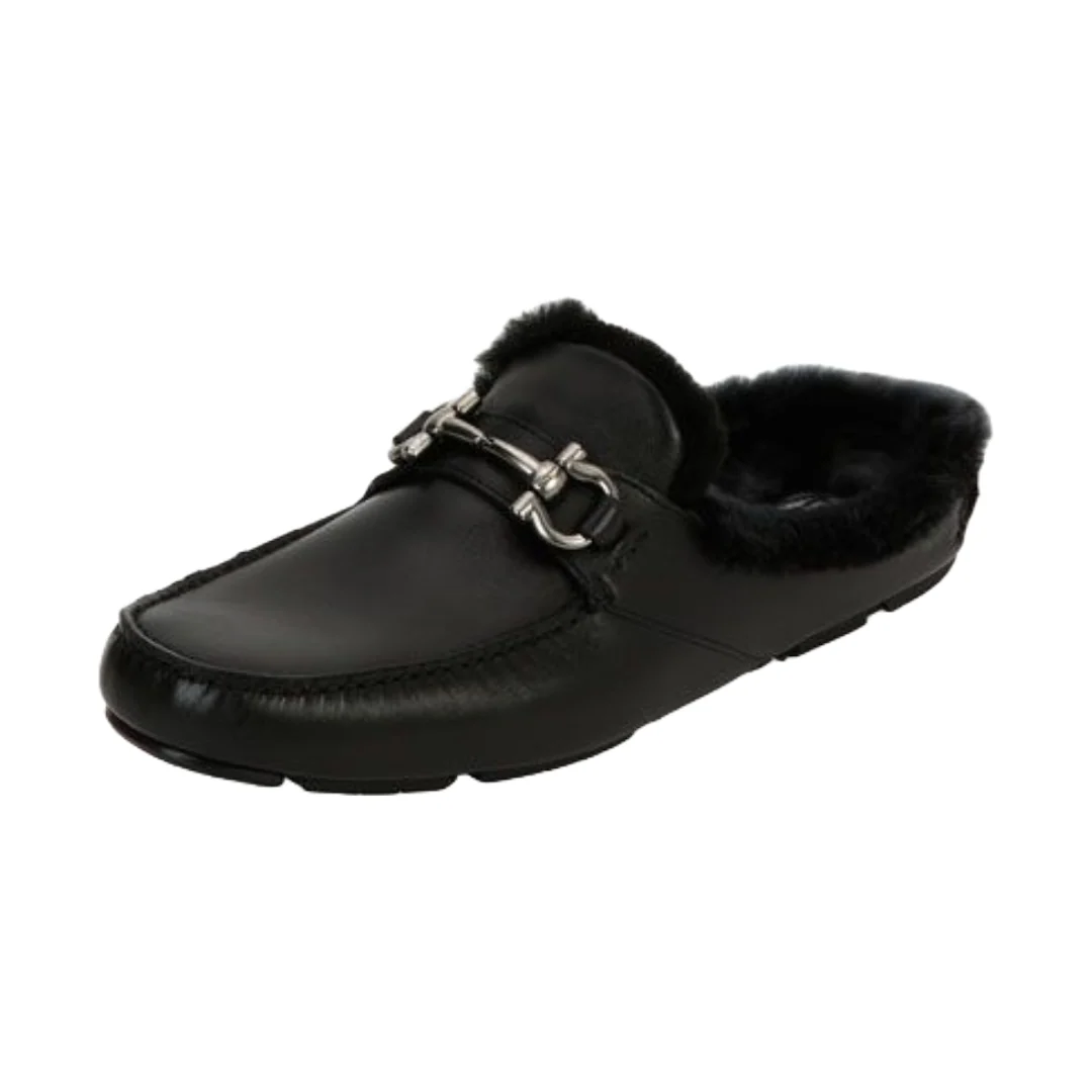 DUCA SHEARLING-LINED LEATHER PENNY LOAFERS