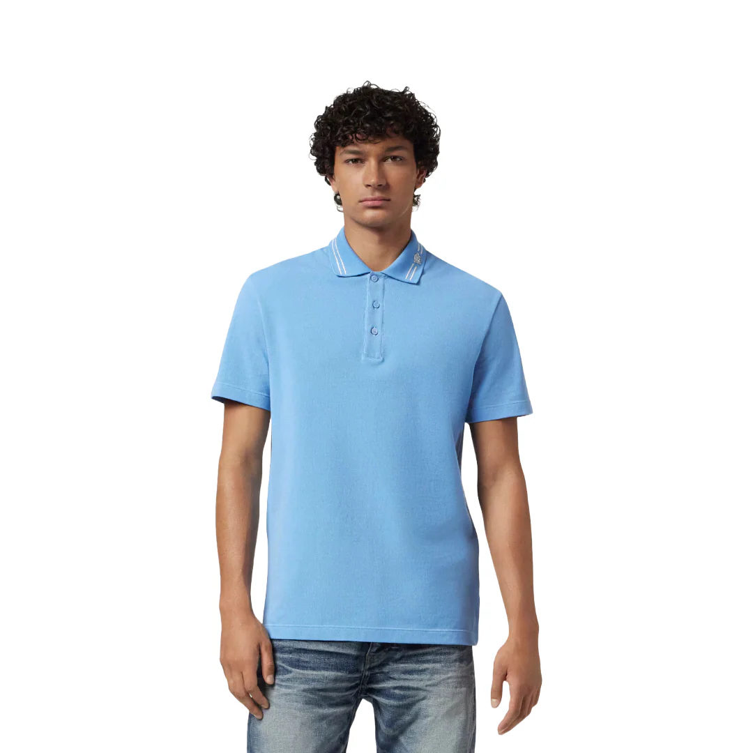EMBROIDERED MEDUSA POLO SHIRT BLUE - Image 2