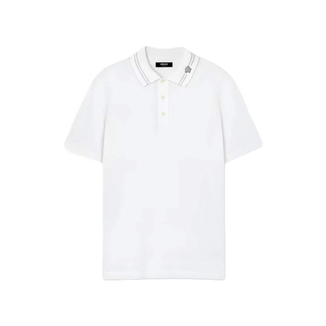 EMBROIDERED MEDUSA POLO SHIRT WHITE
