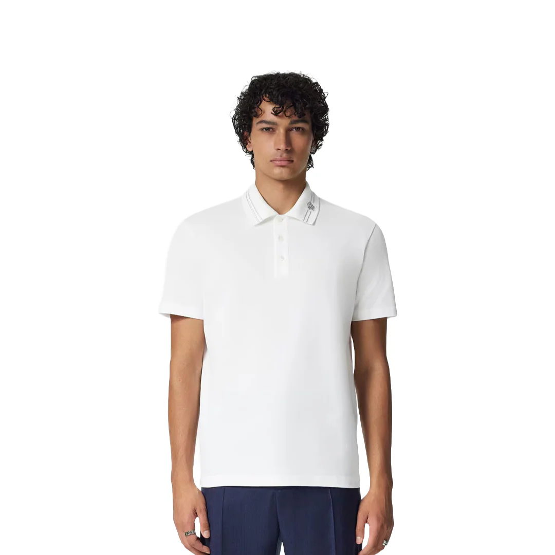 EMBROIDERED MEDUSA POLO SHIRT WHITE - Image 2
