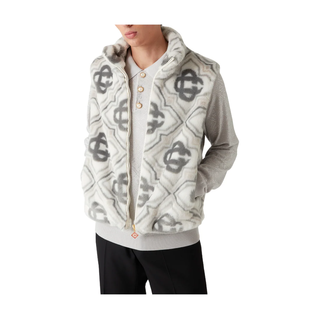 MENS FAUX FUR MONOGRAM GILET - Image 2