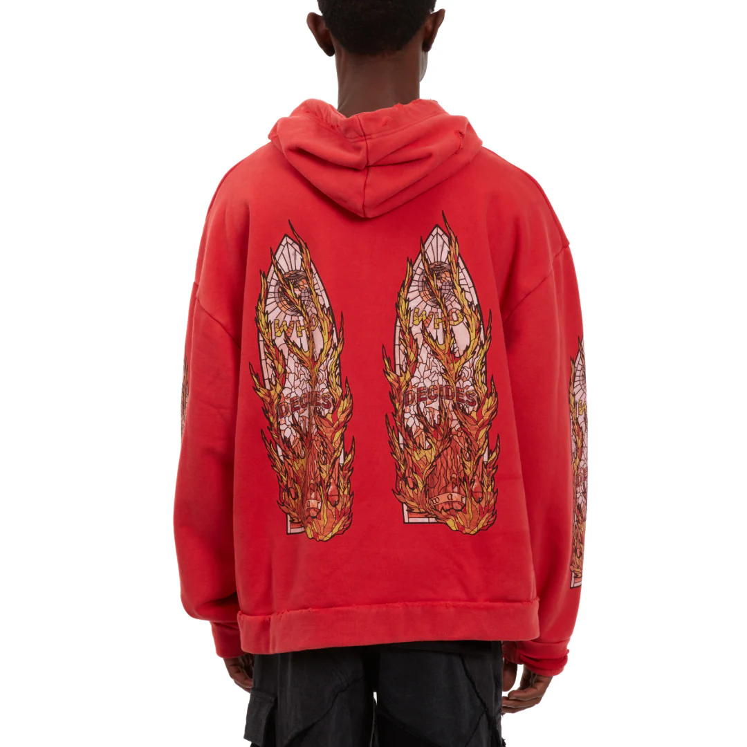 FLAME GLASS HOODED PULLOVER RED - Image 3