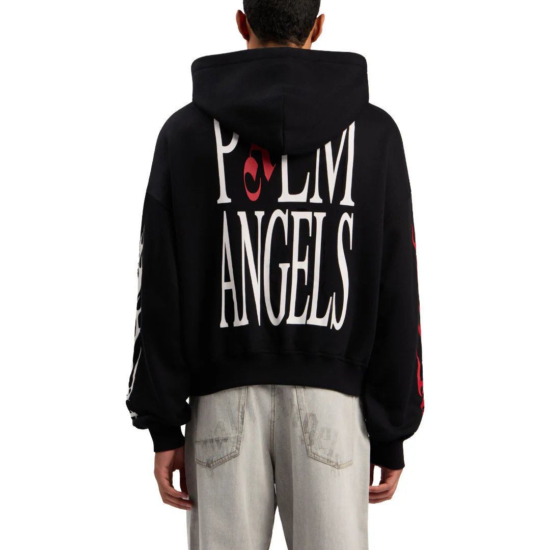 FLAMES FLAG ZIP HOODIE IN BLACK - Image 3