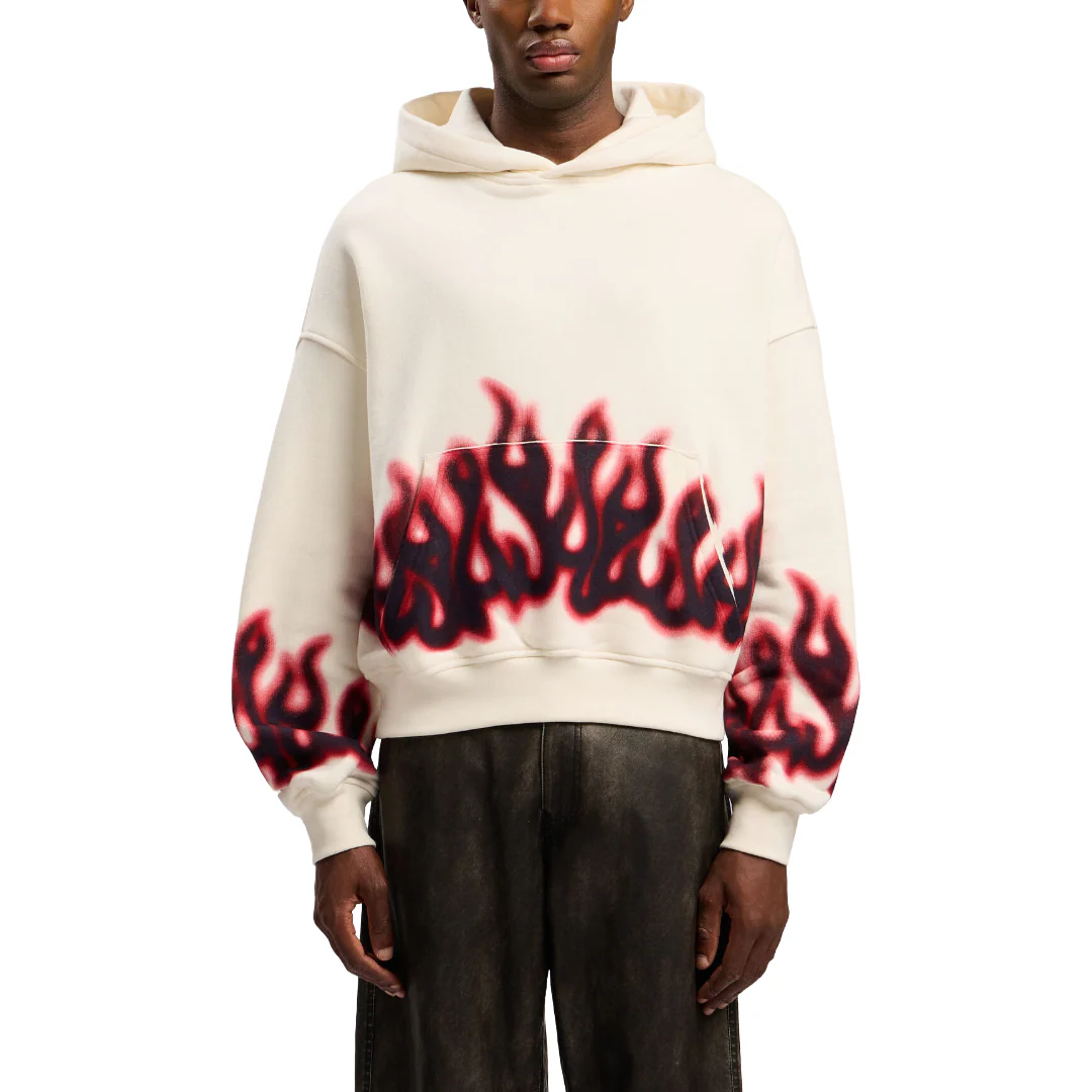 FLAMES LOOSE HOODIE IN OFF WHITE - Image 2