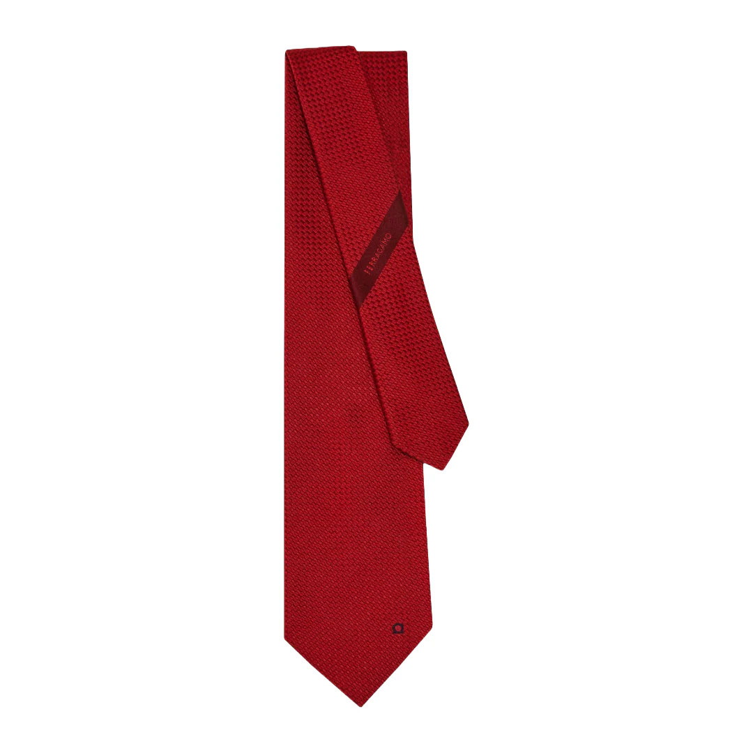 GANCINI JACQUARD TIE RED - Image 2