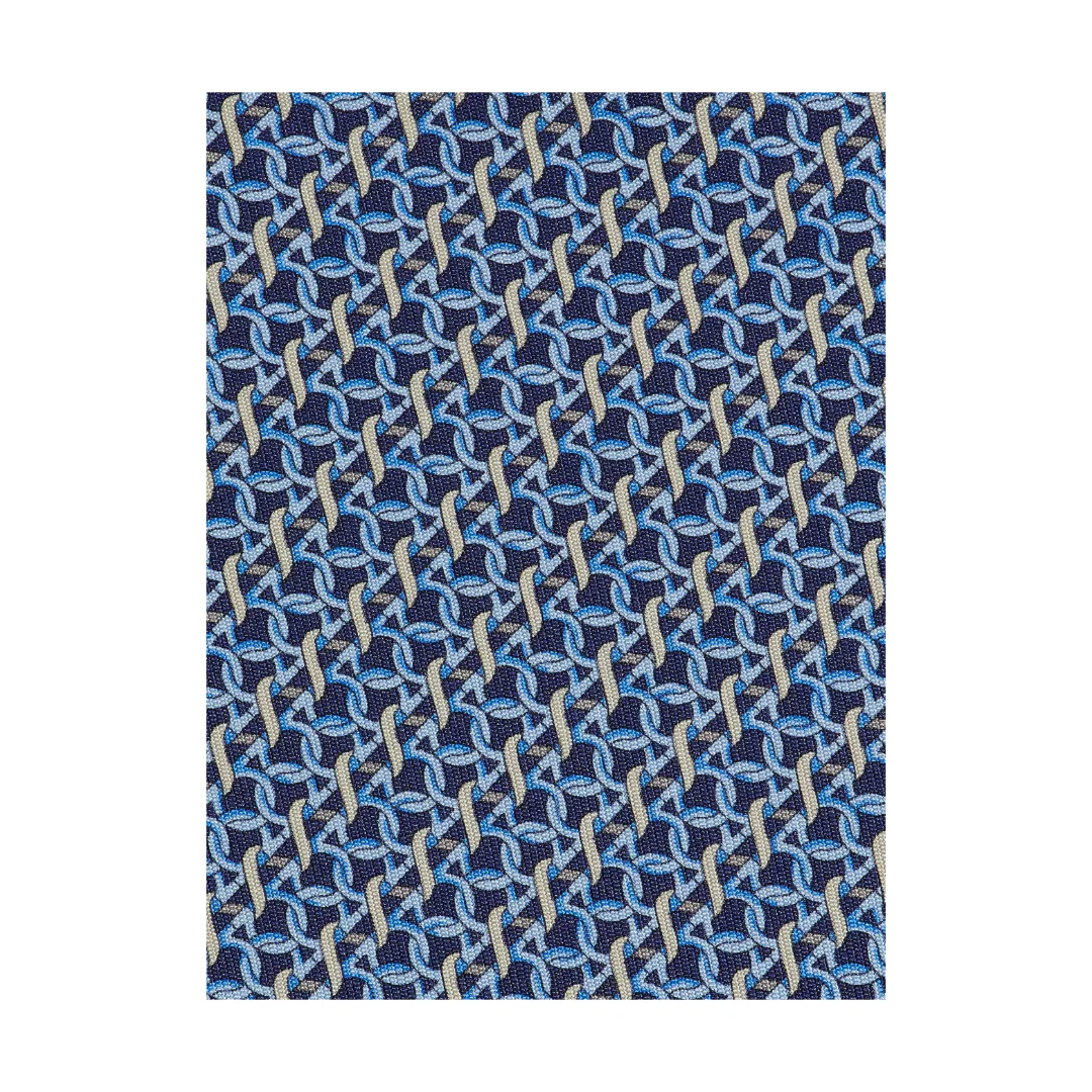 GANCINI PRINT SILK TIE BLUE - Image 3