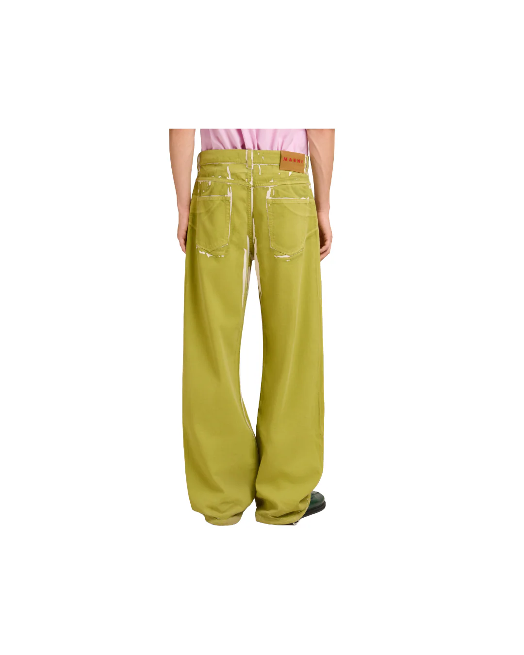 GREEN SCREEN-PRINTED DENIM WIDE LEG PANTS - Image 2