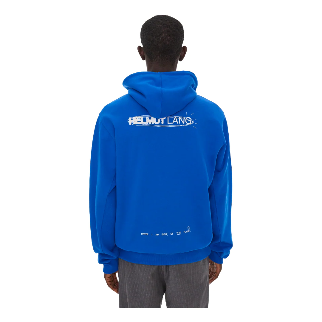HELMUT LANG SPACE LOGO HOODIE BLUE - Image 3