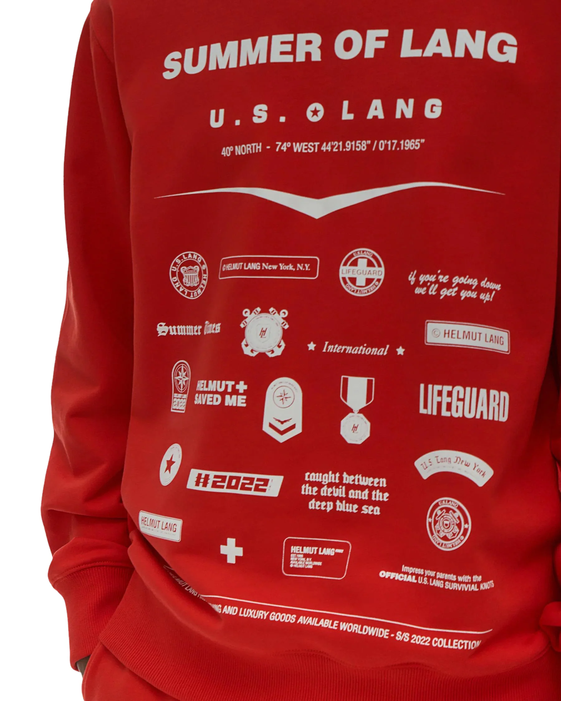 HELUT LANG BADGE CREWNECK FIERY RED - Image 2