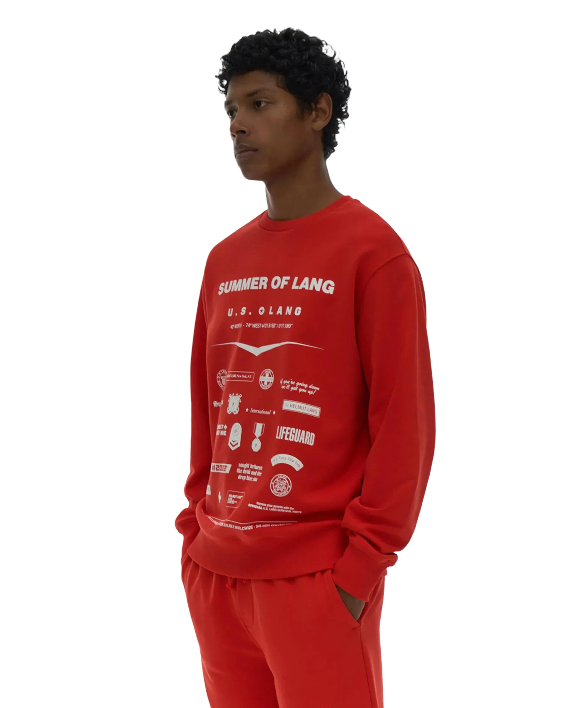 HELUT LANG BADGE CREWNECK FIERY RED - Image 3