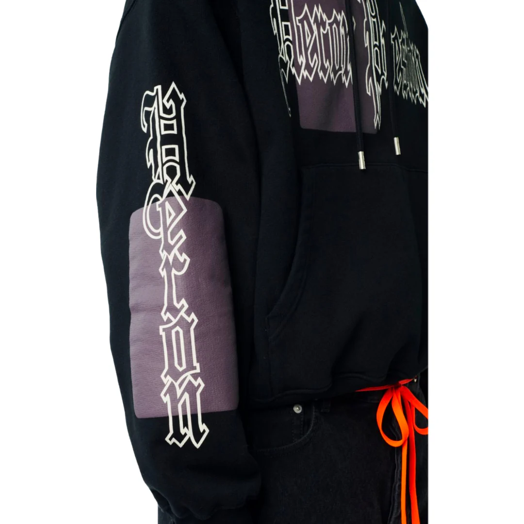 HERON PRESTON GOTHIC COLOR BLOCKS HOODIE BLACK/GREY - Image 3