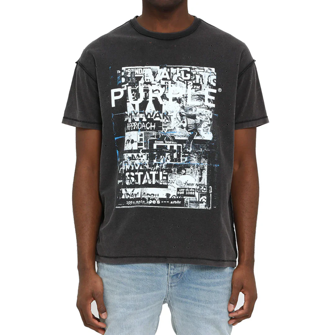 INSIDE OUT TEXTURED TEE IN DARK GRAY - Image 2
