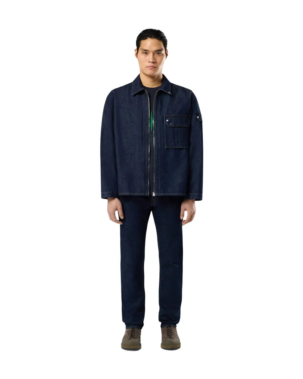 J100007 STRETCH INDIGO DENIM-RINSED - Image 4