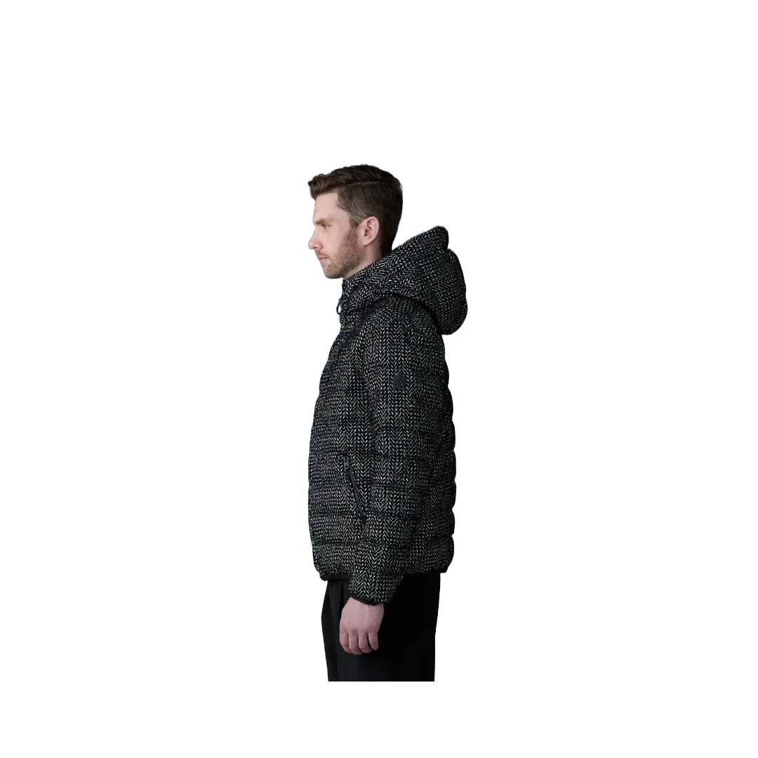 JACK-FLP, FLOCKED LIGHT DOWN JACKET WITH HOOD BLACK/WHITE - Image 2
