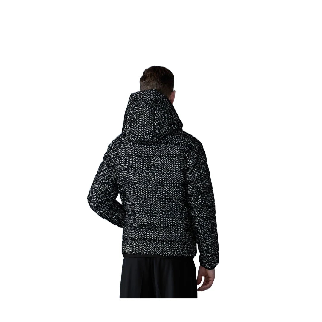 JACK-FLP, FLOCKED LIGHT DOWN JACKET WITH HOOD BLACK/WHITE - Image 3