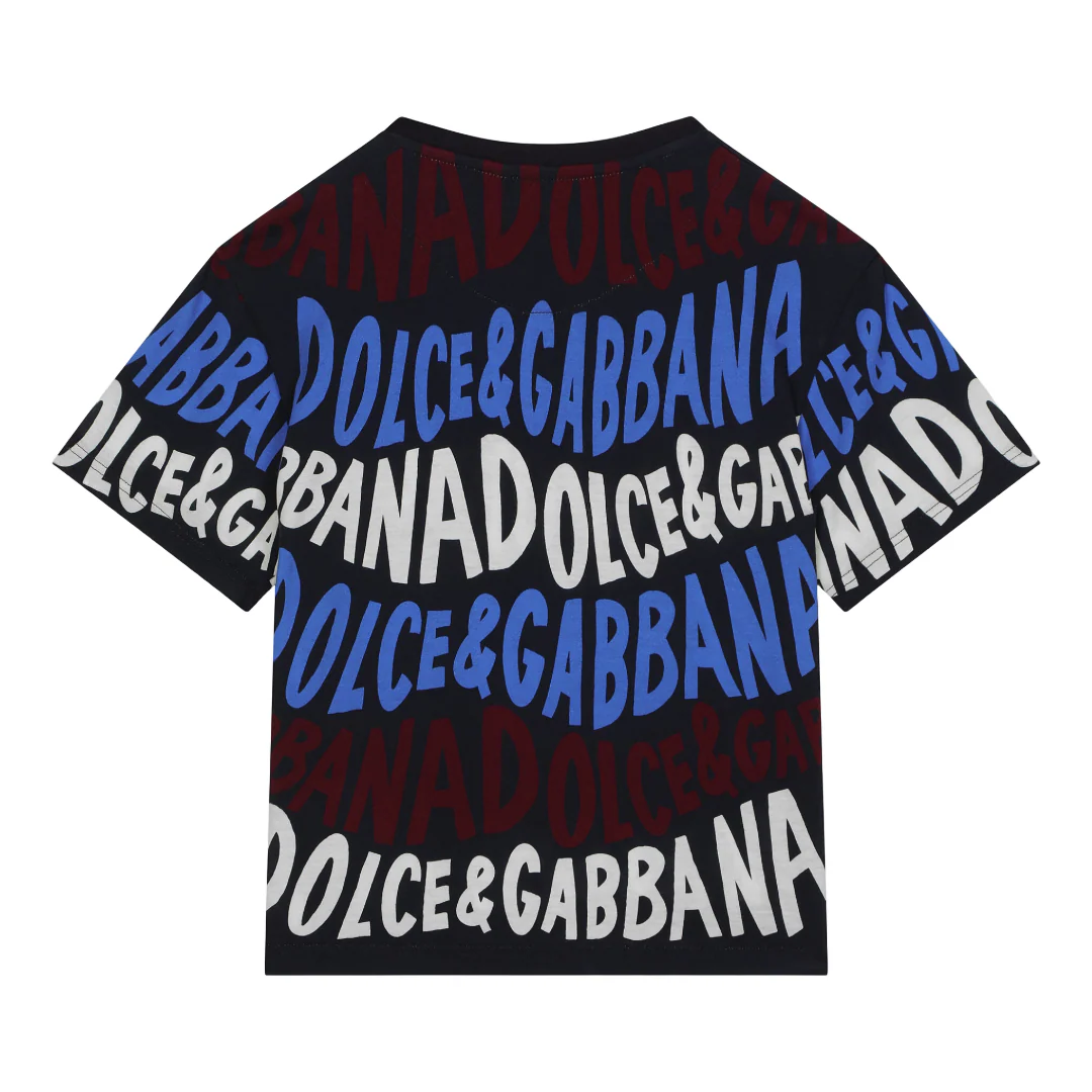 KIDS JERSEY T-SHIRT WITH DOLCE & GABBANA LOGO PRINT BLUE - Image 2