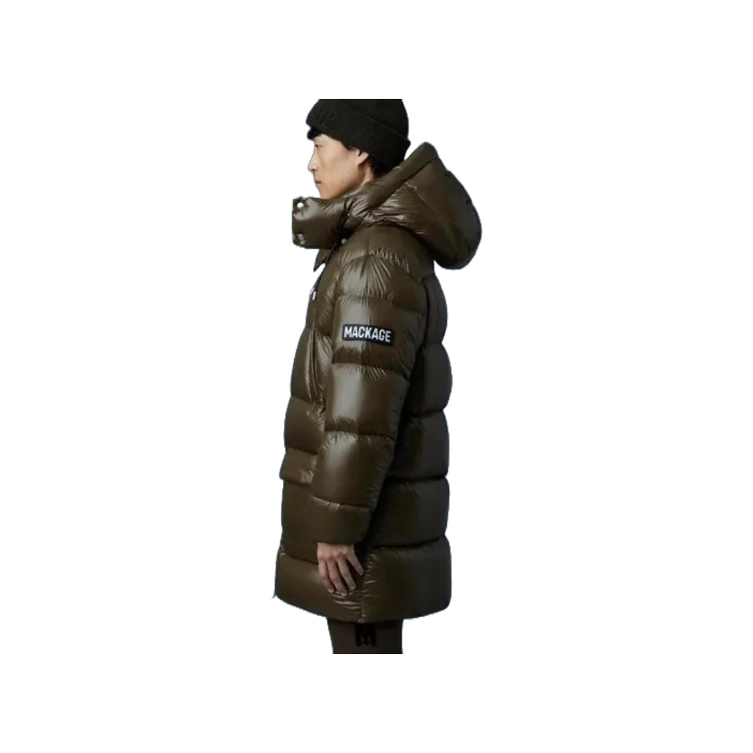 KENDRICK LUSTROUS LIGHT DOWN PARKA WITH HOOD OLIVE GREEN - Image 3