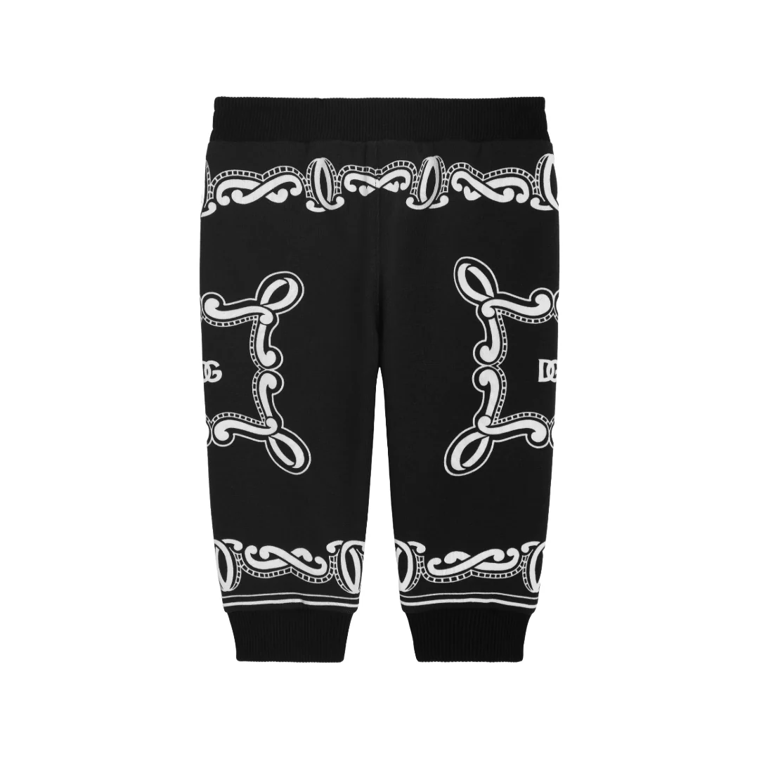 KIDS COTTON FLEECE JOGGING PANTS WITH BANDANNA PRINT - Image 2