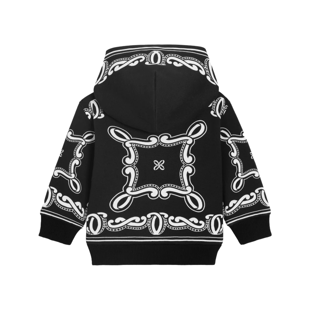 KIDS HOODIE WITH BANDANNA PRINT BLACK - Image 2