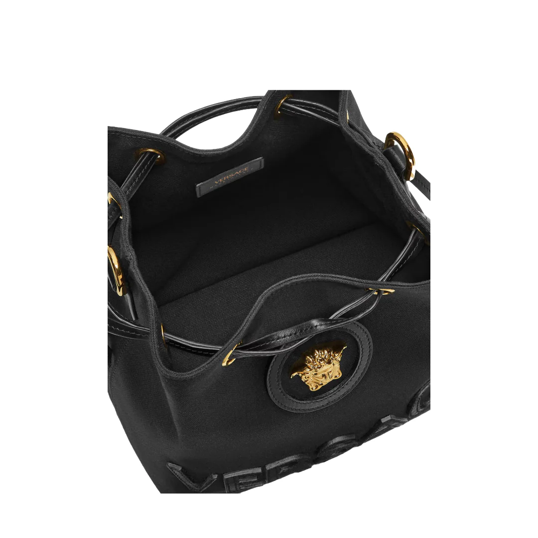 LA MEDUSA CANVAS BUCKET BAG BLACK - Image 4