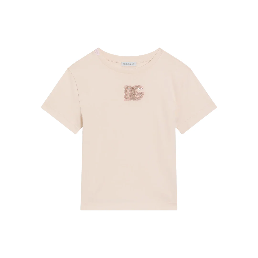 LIGHT PINK T-SHIRT WITH DG LOGO