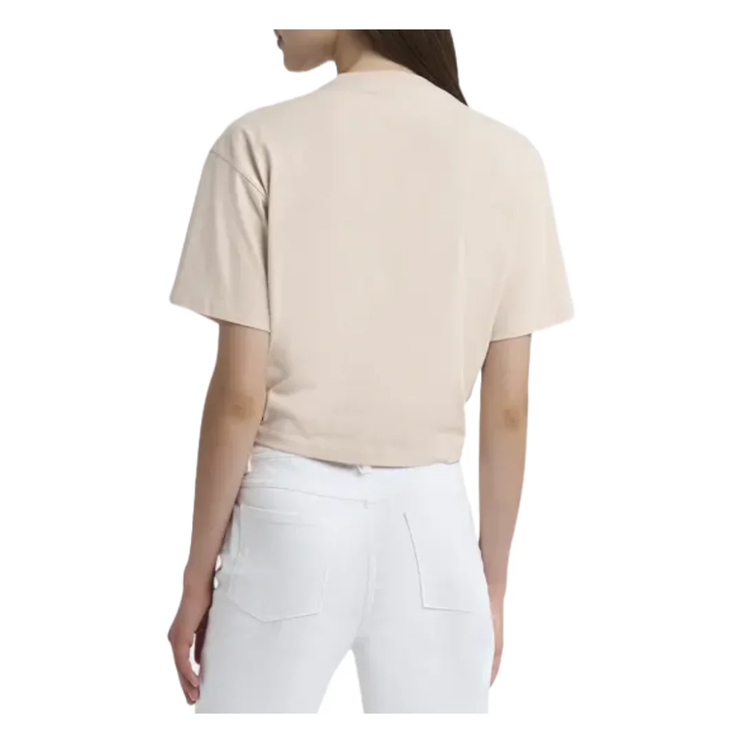 LOGO TWIST SAFETY PIN CROP TOP BEIGE - Image 2