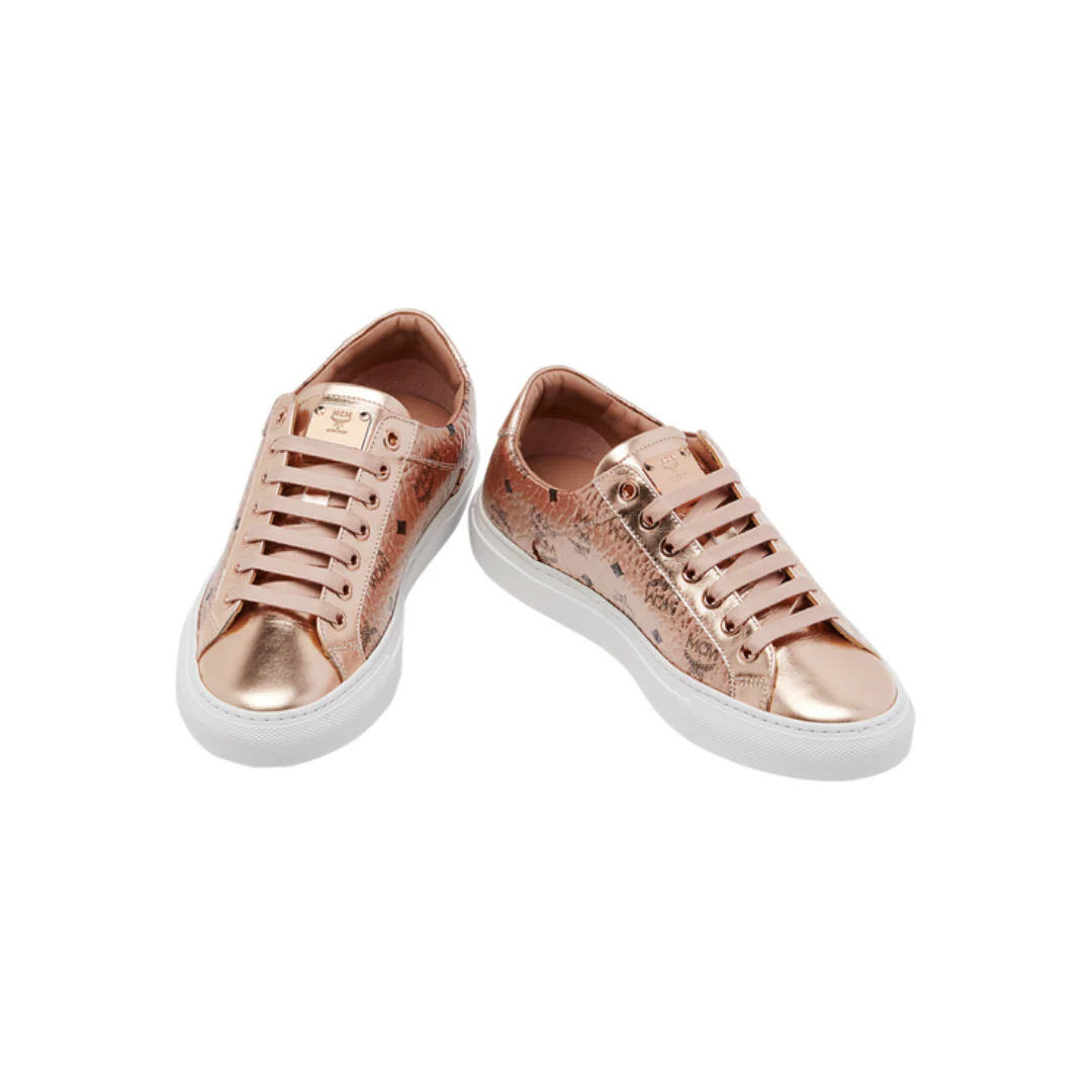 LOW TOP SNEAKERS IN VISETOS CHAMPAGNE GOLD - Image 2