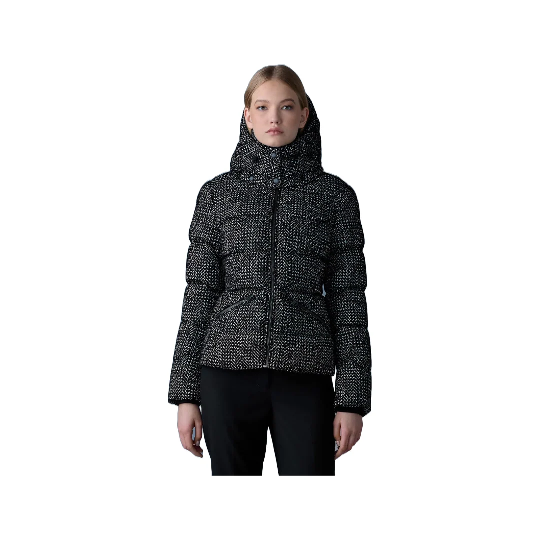 MADALYN-FLP, FLOCKED MEDIUM DOWN JACKET BLACK/WHITE - Image 2