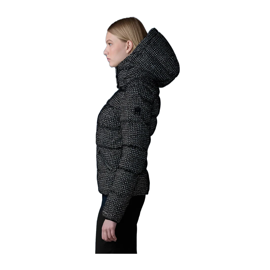MADALYN-FLP, FLOCKED MEDIUM DOWN JACKET BLACK/WHITE - Image 3