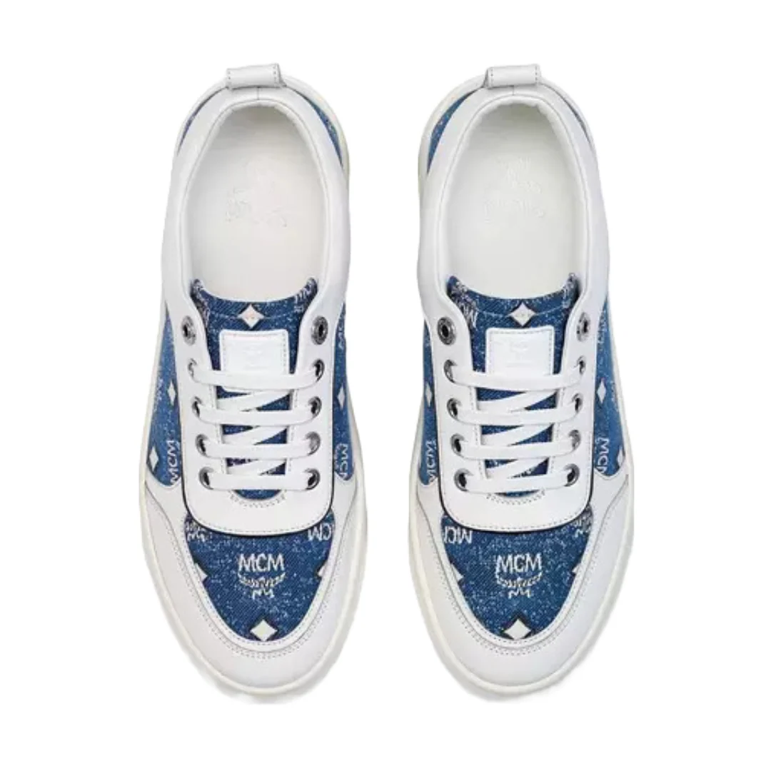 MCM SKYWARD PLATFORM SNEAKERS IN VINTAGE DENIM JACQUARD - Image 3