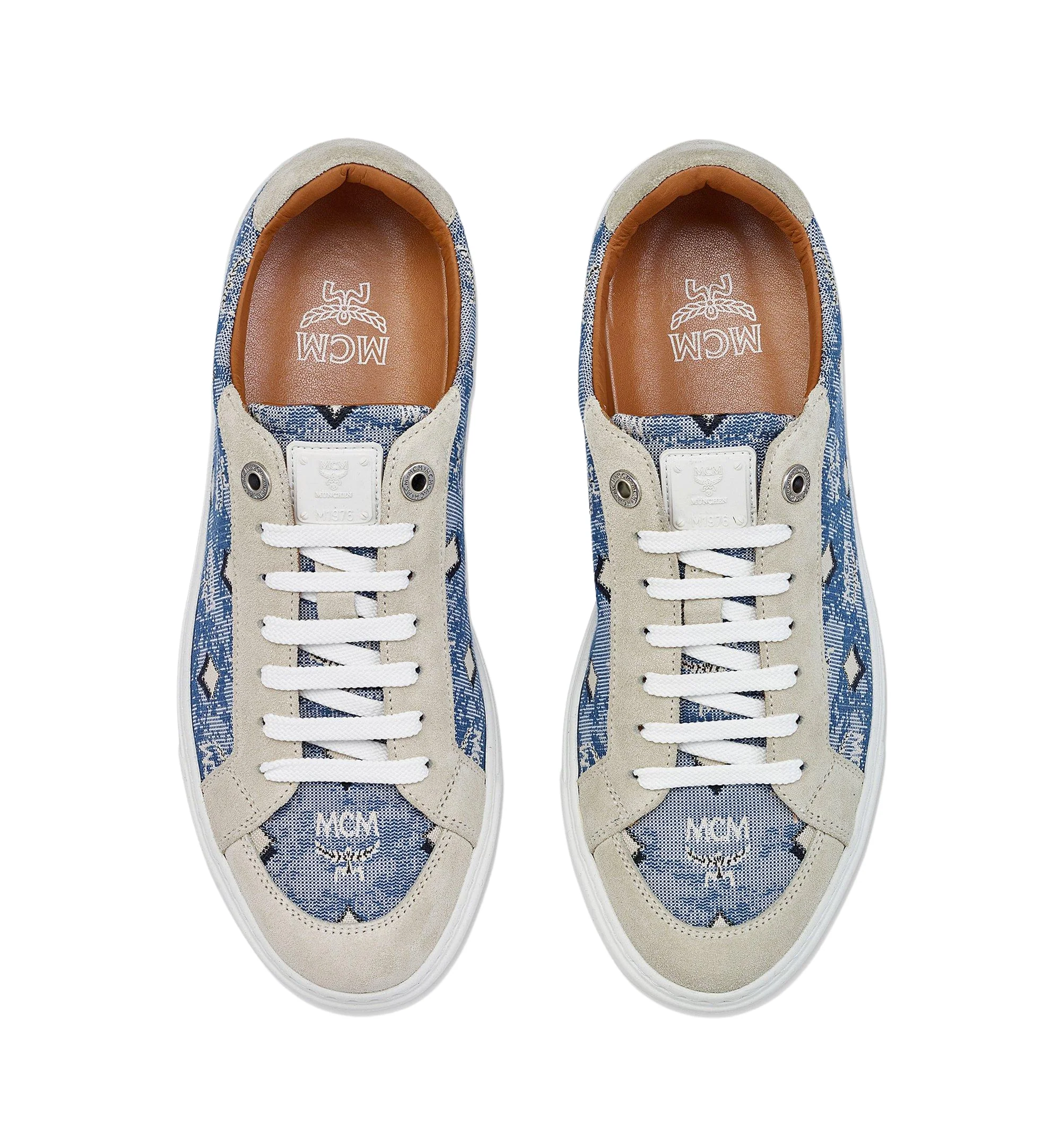 MCM Terrain Lo Sneakers in Vintage Jacquard Monogram BLUE - Image 3