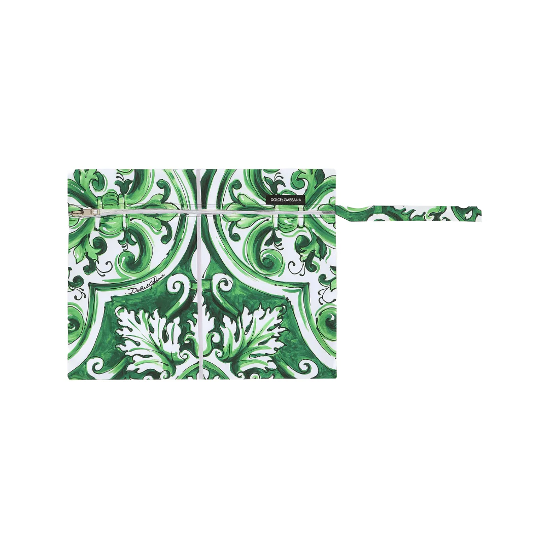 MID LENGTH MAJOLICA PRINT SWIM TRUNKS GREEN - Image 3