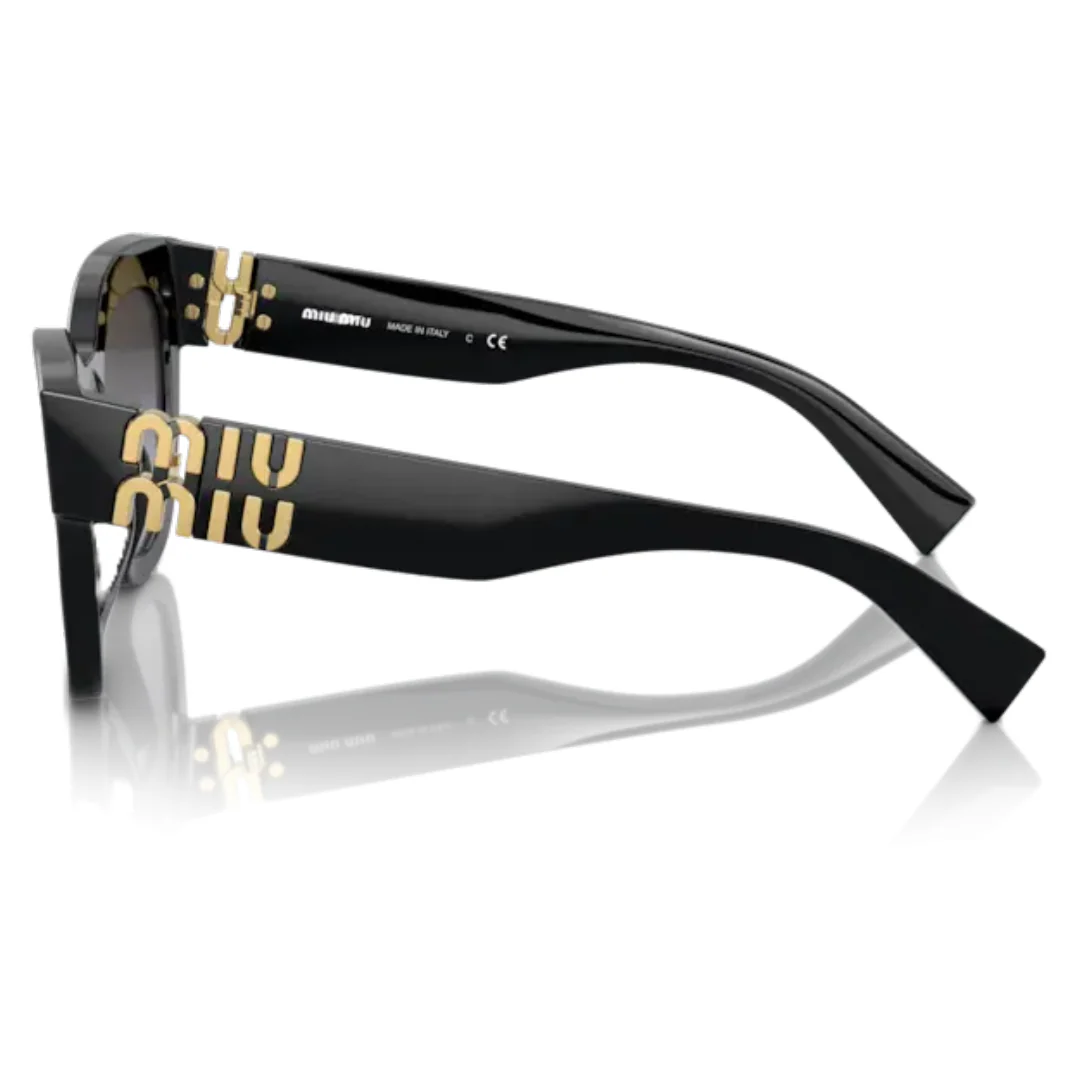 MIU MIU GLIMSPE SUNGLASSES BLACK/GOLD - Image 2