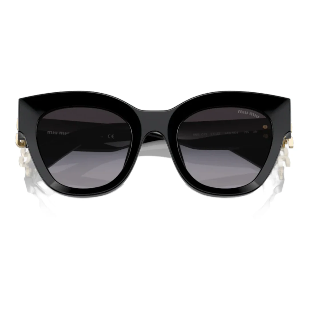 MIU MIU GLIMSPE SUNGLASSES BLACK/GOLD - Image 3