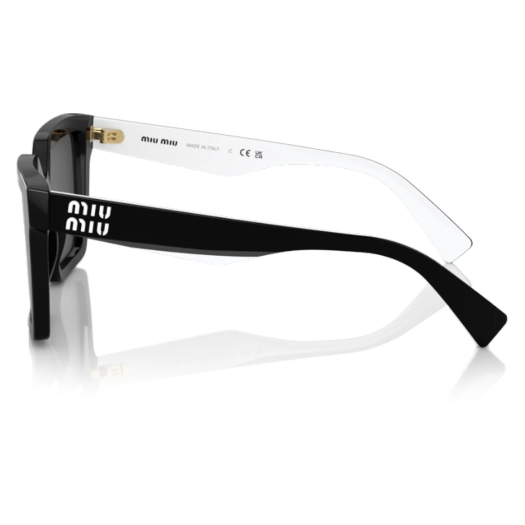 MIU MIU LOGO SQUARE SUNGLASSES WHITE/BLACK - Image 4