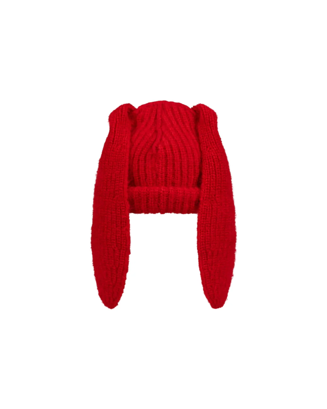 MOHAIR CHUNKY RABBIT BEANIE IN RED - Image 2