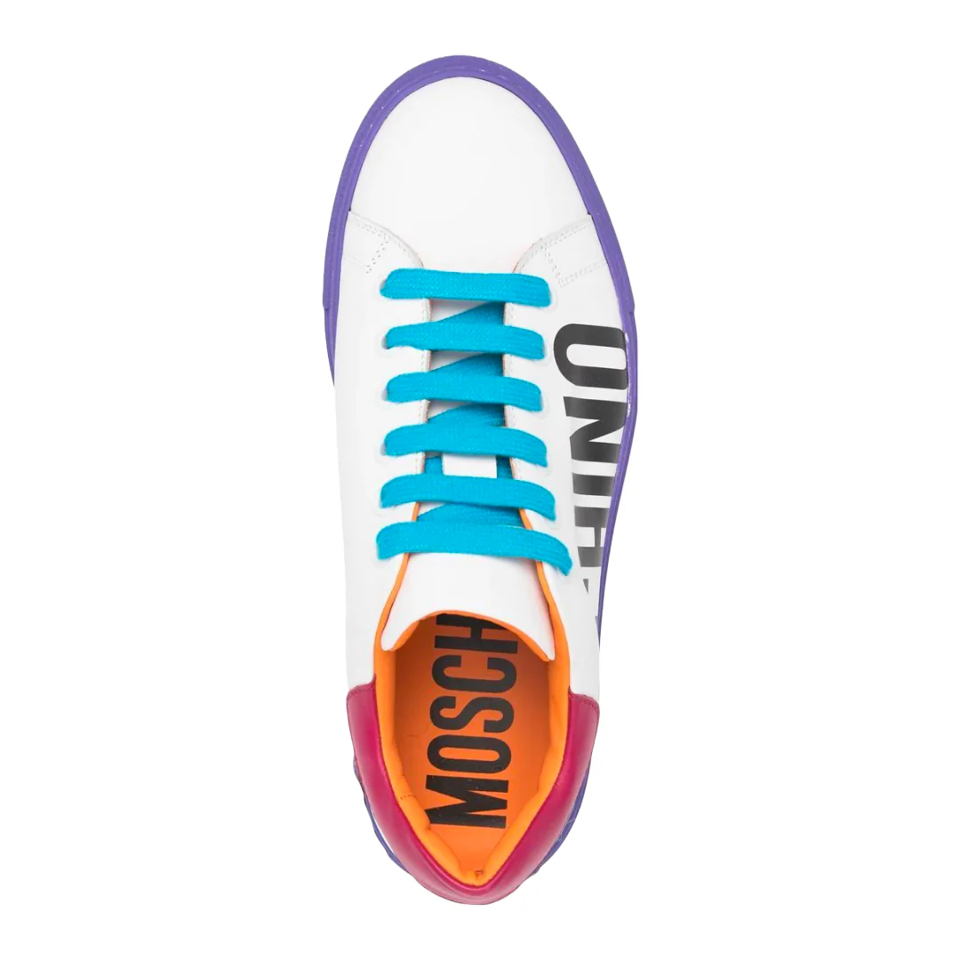 MOSCHINO LEATHER SNEAKERS LOGO MULTICOLOR - Image 4