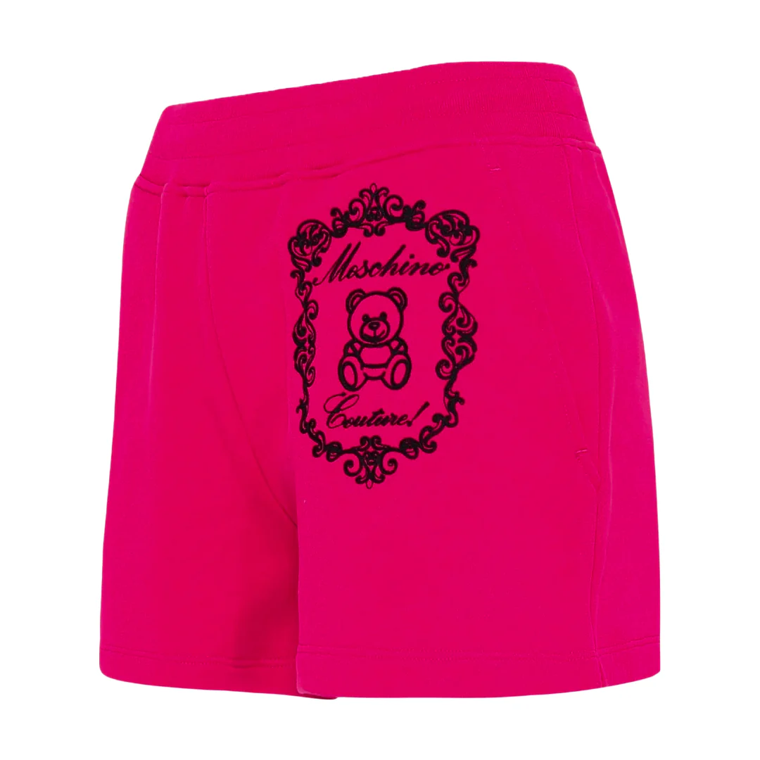 MOSCHINO LOGO EMBROIDERED COTTON SHORTS VIOLET - Image 3