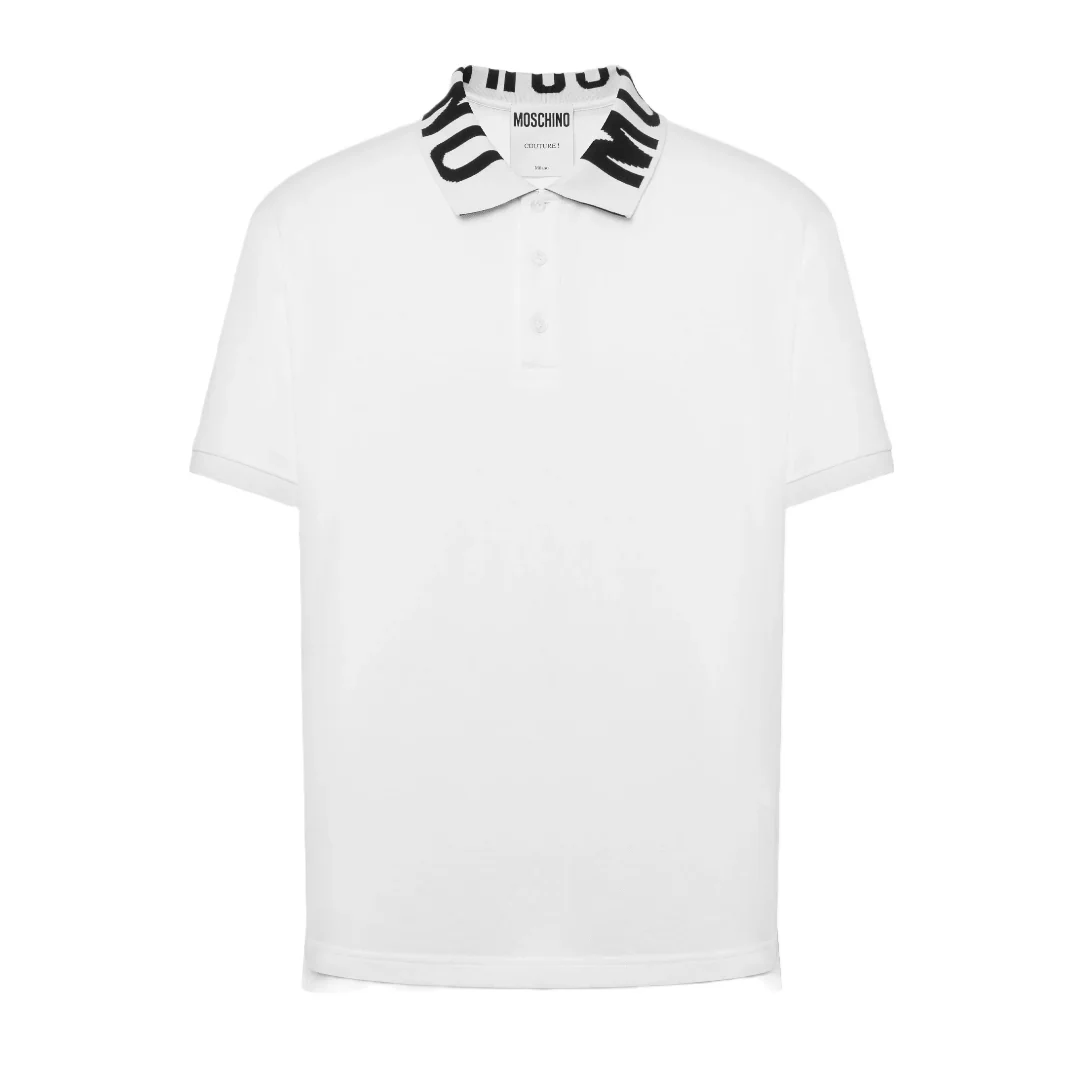 MOSCHINO PIQUE POLO SHIRT WITH LOGO COLLAR - Image 2