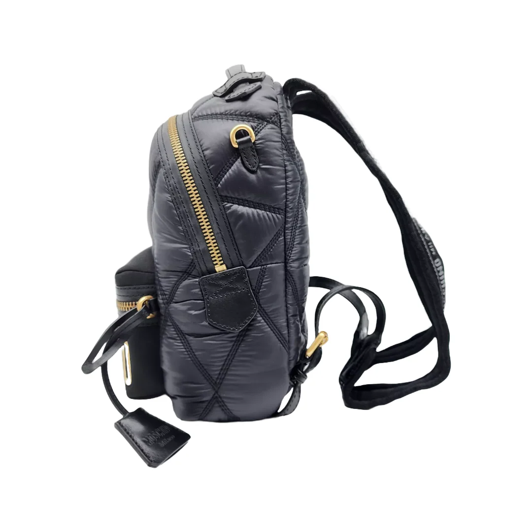 MOSCHINO QUILTED NYLON BACKPACK BLACK - Image 2